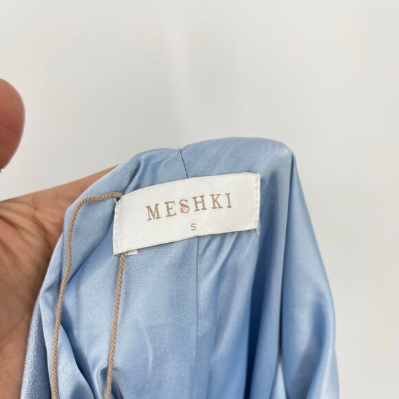 Meshki Light Blue Satin Maxi Dress - Picture 4 of 14